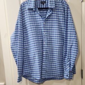 Jack Maverick Men's Blue and White Checkered Shirt - XL
